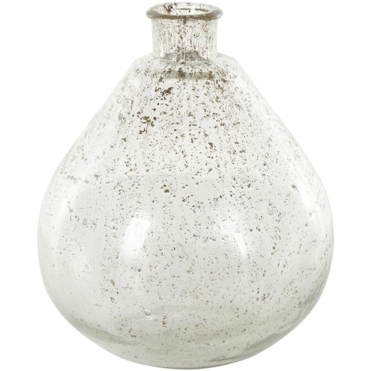 11" Clear Glass Speckled Vase with Brown Accents